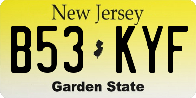 NJ license plate B53KYF