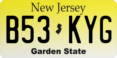 NJ license plate B53KYG