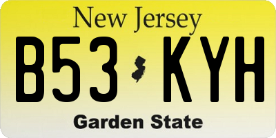 NJ license plate B53KYH
