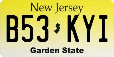 NJ license plate B53KYI