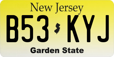 NJ license plate B53KYJ