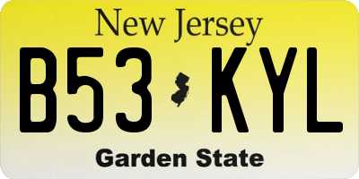 NJ license plate B53KYL