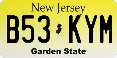 NJ license plate B53KYM