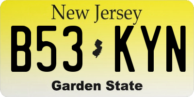 NJ license plate B53KYN