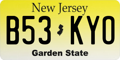 NJ license plate B53KYO