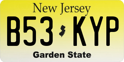 NJ license plate B53KYP