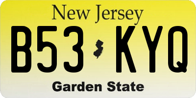 NJ license plate B53KYQ