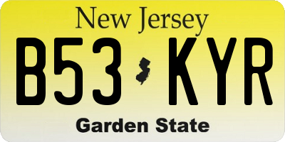 NJ license plate B53KYR