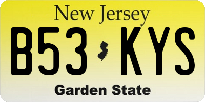 NJ license plate B53KYS