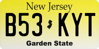 NJ license plate B53KYT