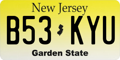 NJ license plate B53KYU
