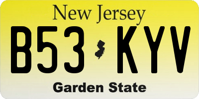 NJ license plate B53KYV