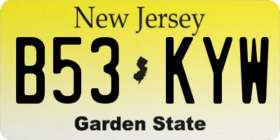 NJ license plate B53KYW
