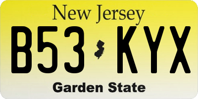 NJ license plate B53KYX