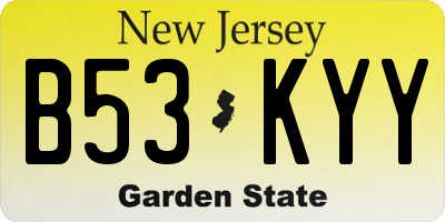 NJ license plate B53KYY