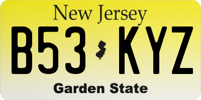 NJ license plate B53KYZ