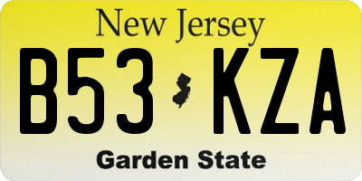 NJ license plate B53KZA