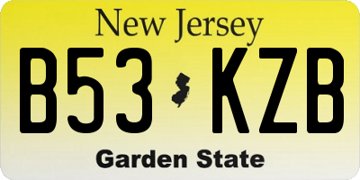 NJ license plate B53KZB