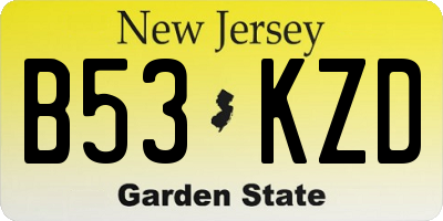 NJ license plate B53KZD