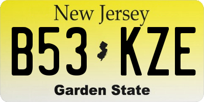 NJ license plate B53KZE