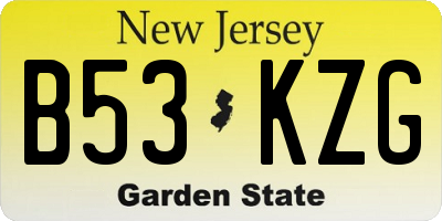 NJ license plate B53KZG
