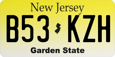 NJ license plate B53KZH
