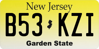 NJ license plate B53KZI