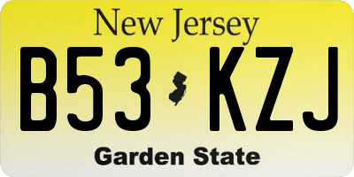 NJ license plate B53KZJ