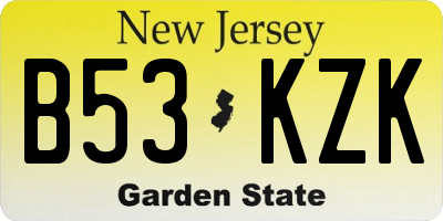 NJ license plate B53KZK