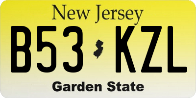 NJ license plate B53KZL