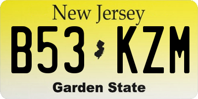 NJ license plate B53KZM