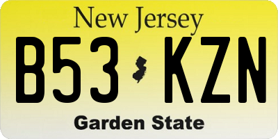 NJ license plate B53KZN