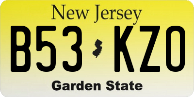 NJ license plate B53KZO