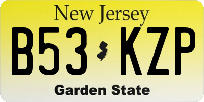 NJ license plate B53KZP