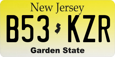 NJ license plate B53KZR