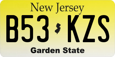 NJ license plate B53KZS