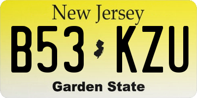 NJ license plate B53KZU