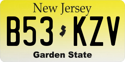 NJ license plate B53KZV