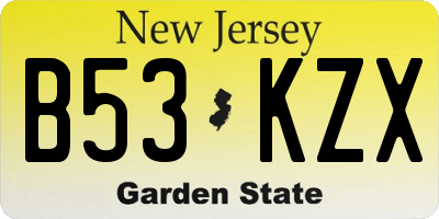 NJ license plate B53KZX