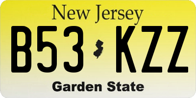 NJ license plate B53KZZ