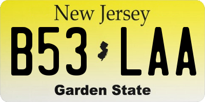 NJ license plate B53LAA