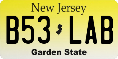 NJ license plate B53LAB