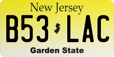 NJ license plate B53LAC