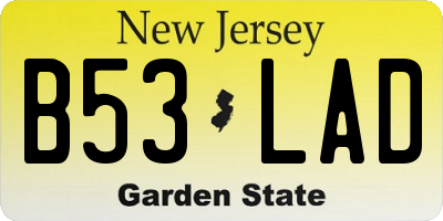 NJ license plate B53LAD