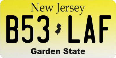 NJ license plate B53LAF