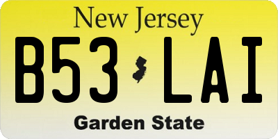 NJ license plate B53LAI