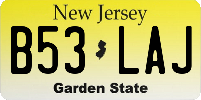 NJ license plate B53LAJ