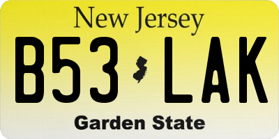 NJ license plate B53LAK