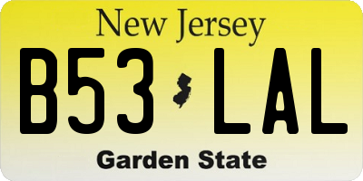 NJ license plate B53LAL