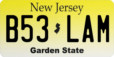 NJ license plate B53LAM